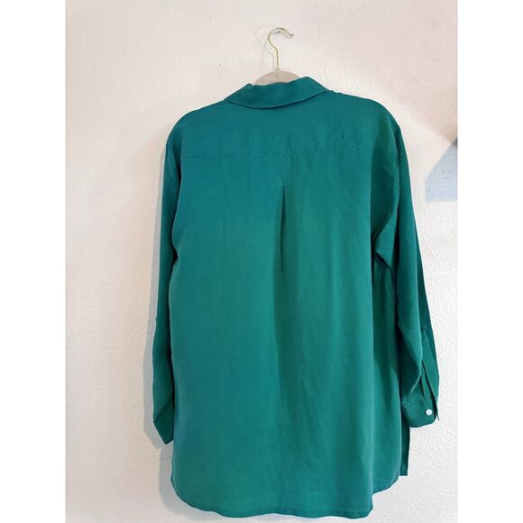 NWT Vintage KIKOMO 100% Silk Green Button Up Womens Size Small - Picture 3 of 8